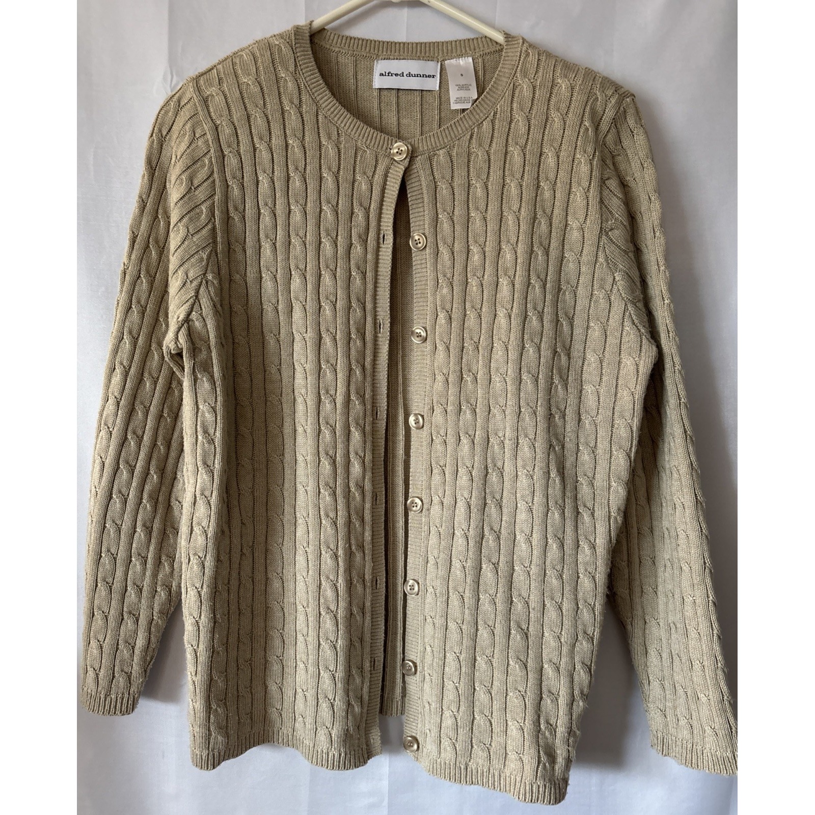 Alfred Dunner Beige Vintage Button Up Cardigan Sweater Womens Size S
